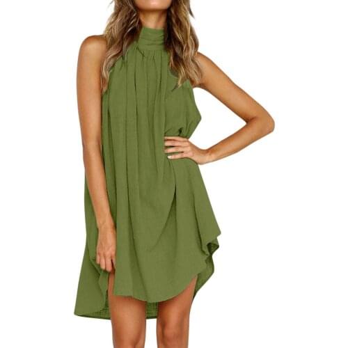 Womens Holiday Irregular Dress Ladies Summer Beach Sleeveless Party Dress