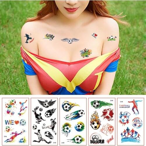10 Sheets Kids Temporary Tattoos Football Soccer Fan Fake Tattoo Sticker Tatoo Waterproof Tattoo Hand Arm Foot Tattoo For Child