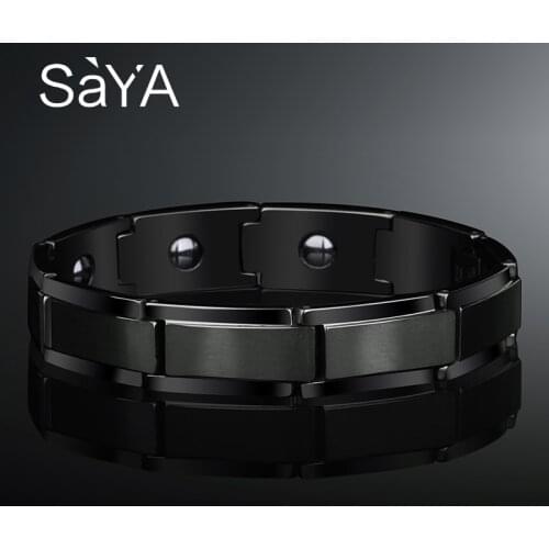 12mm Width Black PlatingTungsten Carbide Bracelet for Men Jewelry Matte Finished Inlay Magnetic Stone, Free Shipping, Customized