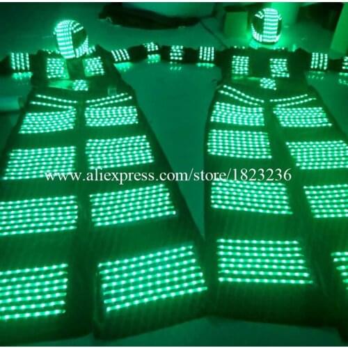 2 Sets Colorful LED Luminous Stilts Robot Costume With Led Helmet Illuminated Growing Light Kryoman Robot Suit Party Dress