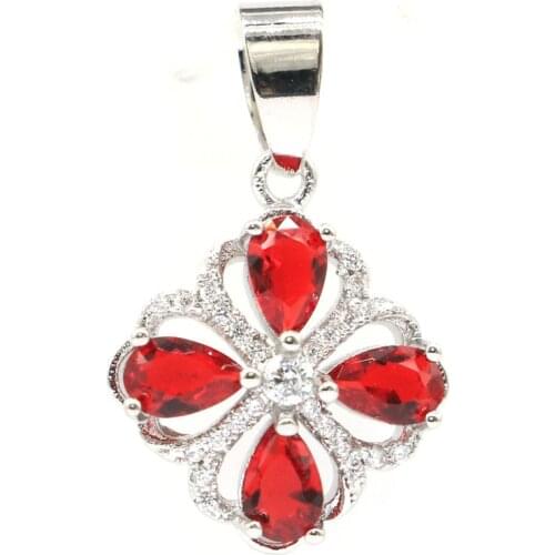 27x17mm Pretty Created Red Ruby Green Peridot CZ Silver Pendant Daily Wear Fine Jewelry For Women 2021