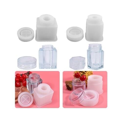4Pcs/Set Storage Bottle Mould for Diy Handmade Cuboid Round Column Bottle Box Uv Epoxy Resin Mold