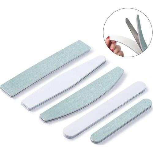 Double Side Stainless Steel Files Metal Nail File Pad With 10 pcs Replacement Nail Buffer Sponge Green White For Manicure Polish