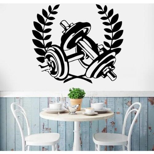 Fitness Club Decal Dumbbell Body-building Posters Vinyl Wall Decals Decor Mural Gym Sticker Fitness Crossfit Decal Gym Sticker