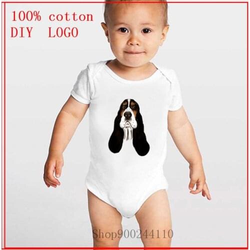 Basset Hound Face Bodysuits Baby Toddler Costume Short Sleeved girl and boy One-Pieces Short Sleeve Infant baby boy clothes
