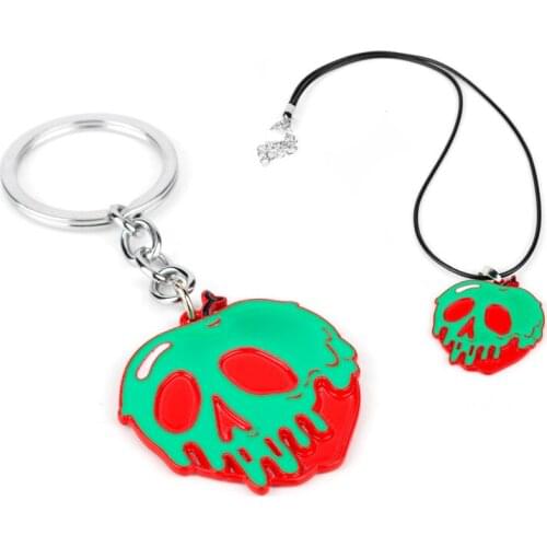 Halloween Horror Green Red Skull Keychain Enamel Paint color Pendant Key Ring Novelty Trinket Gift