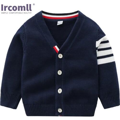 Ircomll Fall Jacket for Boy Cotton Knitting V-neck Knitted Sweater Cardigan Baby Boy Jacket Kids Jackets Coat Baby Top