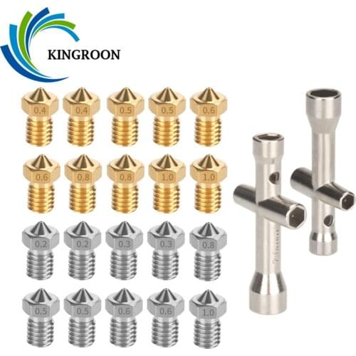 KINGROON 10pcs E3D Nozzle Brass M6 Thread E3D V6 Stainless Steel Nozzles for 1.75mm Filament 3D Printer Hotend Extruder Nozzle