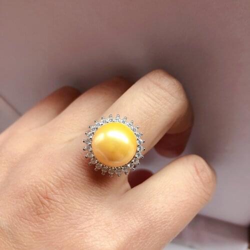 Sunflower Ring Mountings Base Findings Accessories Jewelry Mounts Settings Parts for Akoya Edison Pearls Crystal Jade Coral