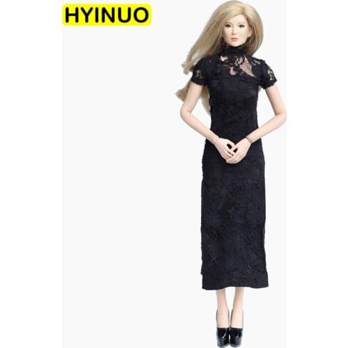 1/6 Scale HP051 Female Sexy High fork Lace Cheongsam Women Cheongsam Girl Clothes Clothing Set For 12" Action Figure Female Body
