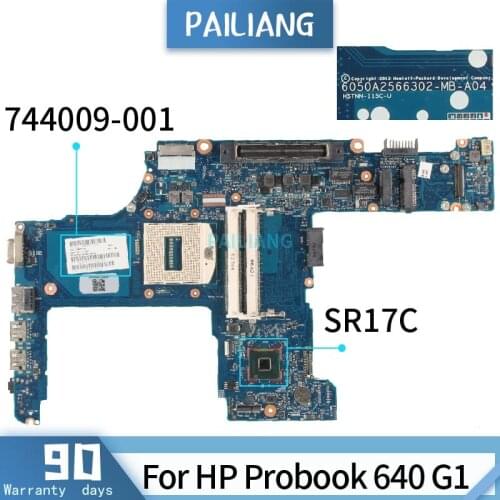 PAILIANG Laptop motherboard For HP Probook 650 G1 Core SR17C Mainboard 6050A2566302 744009-001 TESTED DDR3