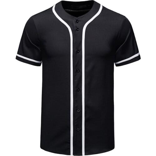 Mens Baseball Jersey Button Down Shirts Active Team Sports Uniforms Hip Hop Stretwear T Shirt Men Short Sleeve Tee Shirt Homme