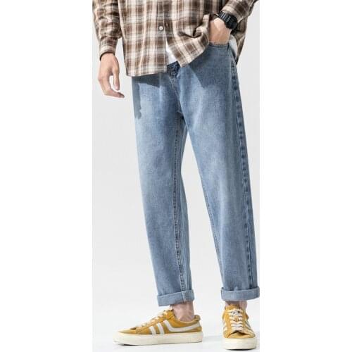 2021 Men Vintage Straight Pants Mens Korean Fashoin Harem Jeans Pants Maele Harajuku Jeans Baggy Denim Pants