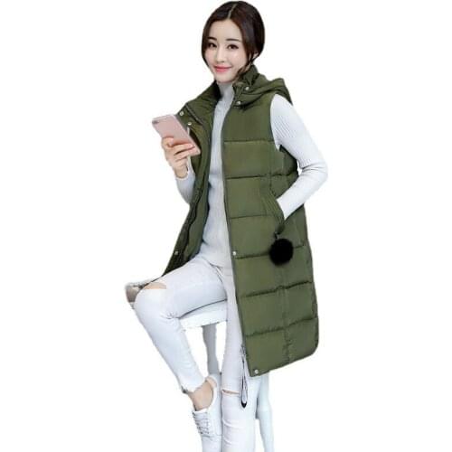 New Elegant Women Autumn Winter Vest Fashion Hooded Down Cotton Thick Vest Top Plus Size Loose Slim Waistcoat Jacket Lady OK960