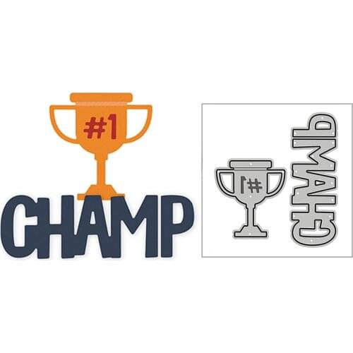 New Number One Champ Trophy Word 2020 Metal Cutting Dies for DIY Scrapbooking and Card Making Decorative Embossing Mold No Stamp