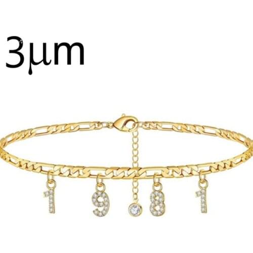 3UMeterBirth Year Number Ankle custom Bracelets for CZ Name Anklet Personalized Bracelets for Women Beach Foot Jewelry for Gifts