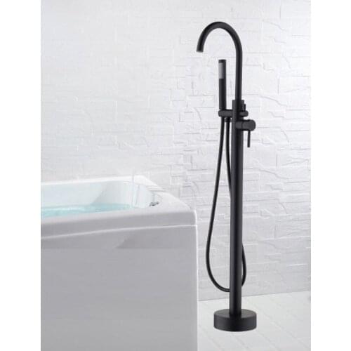Single-Lever Mixer Bathroom Tap, Black Bathtub Tap Free-Standing Shower Tap Tub Spout Shower Shower Mixer Tap WF-877876