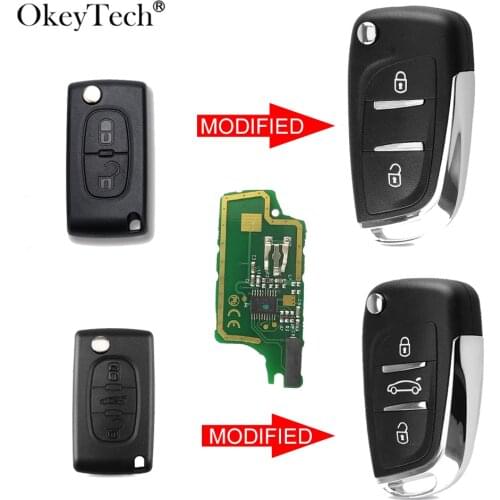 OkeyTech ID46 Chip Modified Folding Remote Key Fob 3 BTN For Peugeot 307 408 308 For Citroen C2 C3 C4 C5 C6 Xsara Grand Picasso