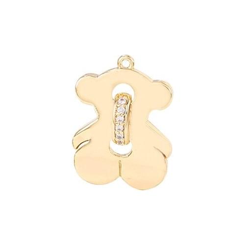 Factory Wholesale Gold Color Brass Bears Charms Pendants Necklace and Bracelet Earring Diy Jewelry Making Supplies Accessories