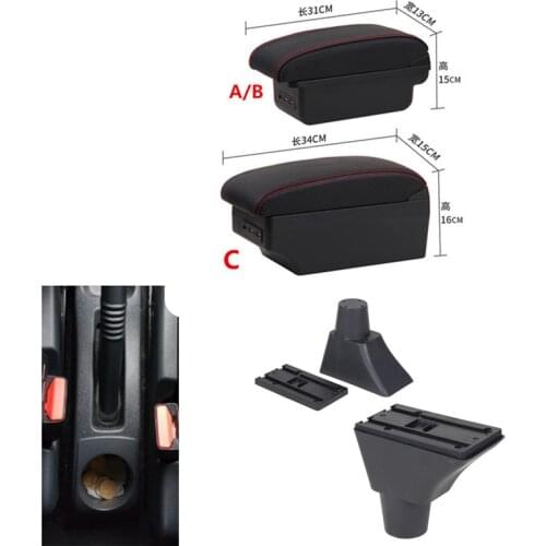 For Renault Sandero Stepway armrest box central Store content Storage box armrest box USB interface
