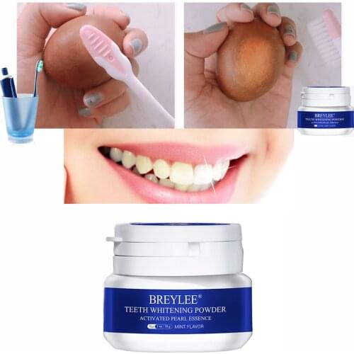 BREYLEE Teeth Whitening Powder Pearl Essence Natural Dental Toothpaste Toothbrush Kit Oral Hygiene For Remove Stains Plaque 30g
