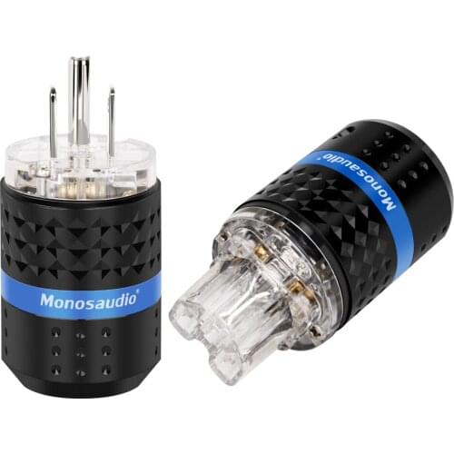 Monosaudio M103R/F103R Hifi Pure Copper Rhddium Plated US Power Plug Audio Power Connector IEC320 C13 female connector Plug