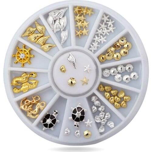 Marine Life Series Metal Turntable Craft Decoration FlatBack Cabochon Embellishments For Scrapbooking Accessories Nail Art DIY