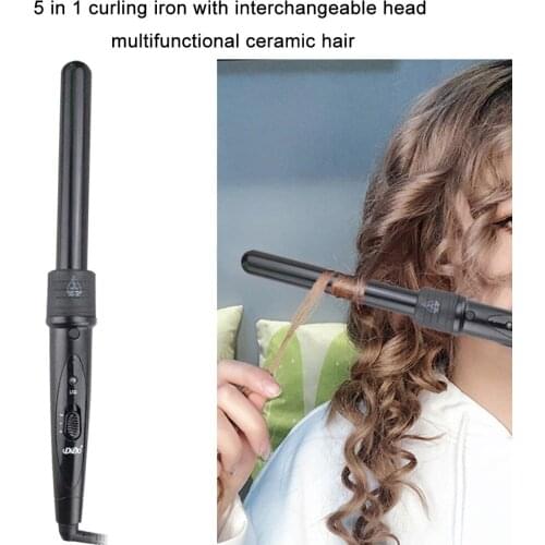 5 in 1 Simple Curling Iron Corrugated Plate Tourmaline Ceramic Fast Heating Electric Hair Curler with 5 Curling Head EU Plug