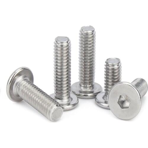10/50ps 304 Stainless Steel Hex Hexagon Socket Thin Super Flat Wafer Head Allen Cap Wood Screw Bolts CM M1.6 M2 M2.5 M3 M4 M5 M6