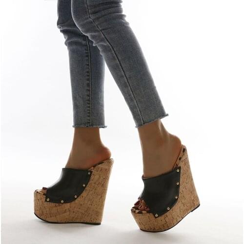 Women Summer High Heel Slippers Platform Sandals Ladies Wedges Solid Flip Flops Shoes women Outdoor Beach Slippers big Size