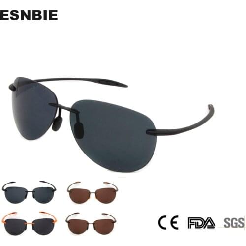ESNBIE Brand Designer Rimless Sunglasses Men TR90 Ultralight Oval Sun Glasses Women Nylon Lens UV400 Sun Protection Shades
