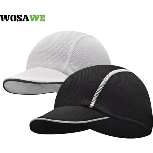 WOSAWE Reflective Cycling Cap Summer Men Women Bicycle Helmet Wear Sweat Cap Quick Dry Comfortable Summer Sport Hat Black White