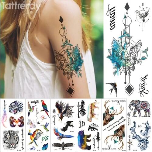 New Temporary tattoo sticker Fantasy Color Freedom bird Phoenix Hot Large animal Waterproof flower arm tattoo for women men kids