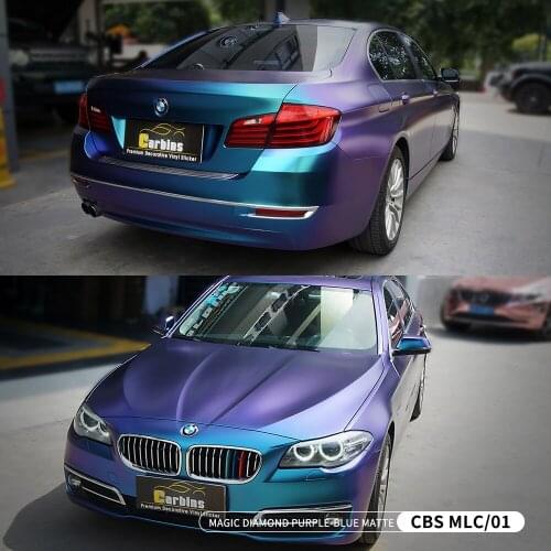 High Glossy Blue To Purple Chameleon Car Cover Wrapping Vinyl Film For Cars Self Adhesive Auto Decoration
