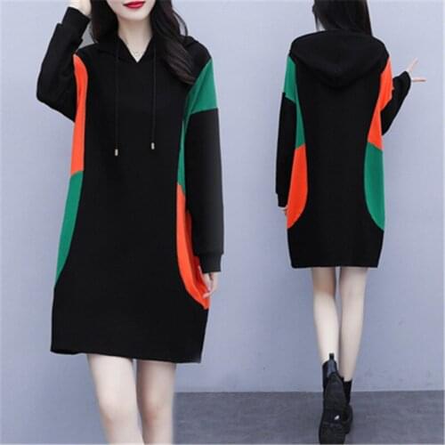 2021 Spring Long sleeve plus size cotton hooded vintage dresses for women casual loose mini spring autumn elegant dress T39
