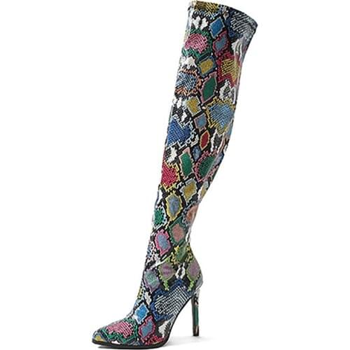 Winter for woman new fashion sexy Pointed toe Elegant clear heels boots Serpentine Stilettos heels Over the knee boots 35-40
