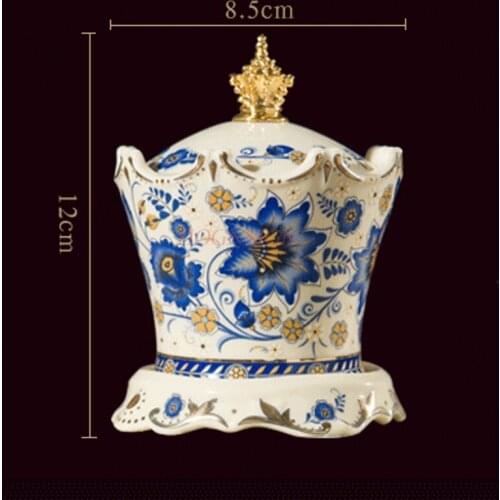 Toothpick Household Enamel Toothpick Jar Ceramic Inlay Metal Toothpick Bucket Sale