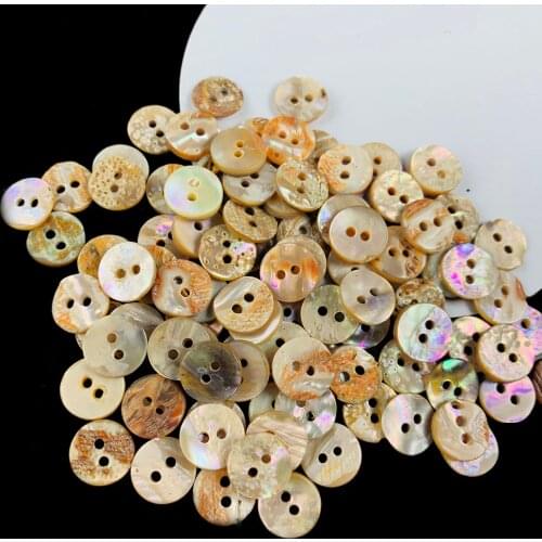10PCS 10mm Natural Abalone Shell Sewing Buttons Embellishments for Cloth Mother of Pearl Round 2 Hole Button Sewing Accessories