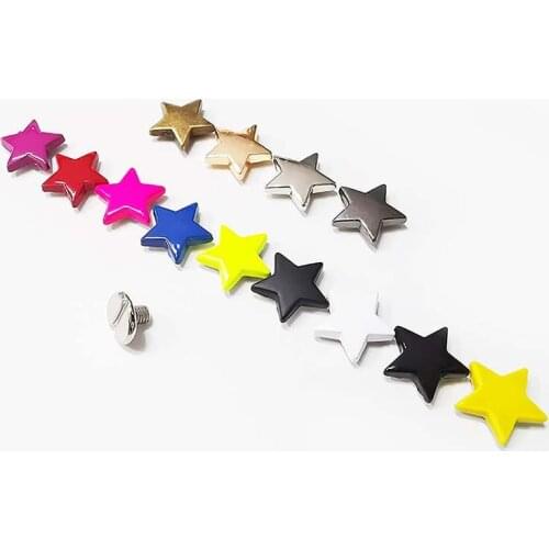 10 Pcs / Lot 4 Color DIY Flat Five Pointed Star Rivet Shoe Accessories Hardware Screw Decoration For Leather Craft Bag Belt