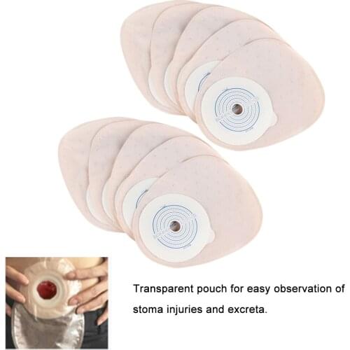 10pcs/Pack One-piece System Ostomy Bag Medicals Drainable Pouch Colostomy Bag Ostomy Supplies No Need Clip 15-60mm(0.6-2.3 inch)