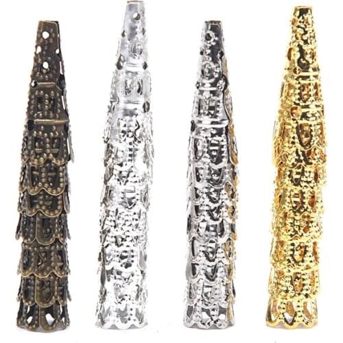 100pcs Bugle Cone Bead Caps Hollow Out Flower Bead End Caps DIY Jewelry Making