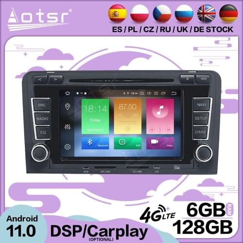 128G Carplay Android 11 For Audi A3 2003 2004 2013 Car Multimedia GPS Screen Video Player Radio Receiver Audio Stereo Head Unit