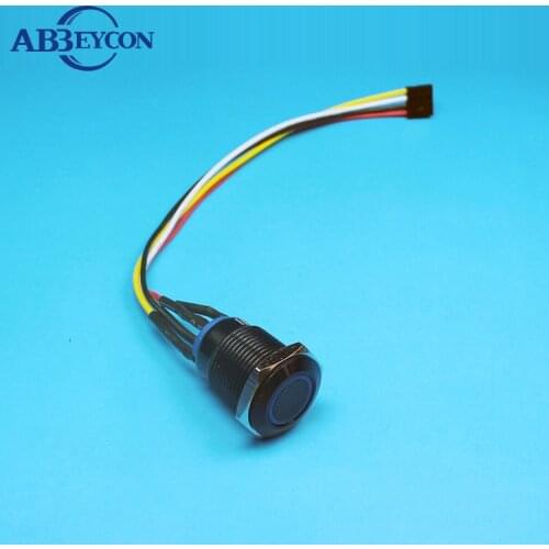 16mm momentary button with connector brass nickled ring led illuminated light led switch good quality cable