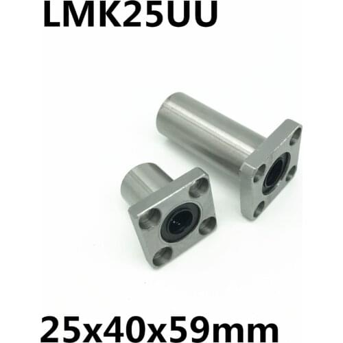 2pcs LMK25UU for 25mm shaft linear bearing square flange ball bearing bush 25x40x59 mm LMK25 Free Shipping