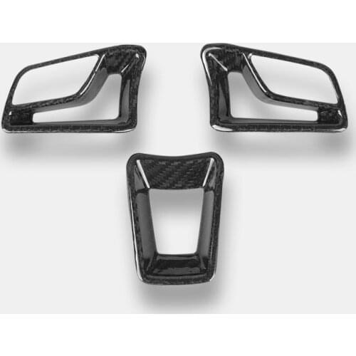 3pcs Real Carbon Fiber Car Steering Wheel Panel Sticker Cover Moulding Trim for Porsche Macan 2014 2015 2016 2017 2018 2019 2020