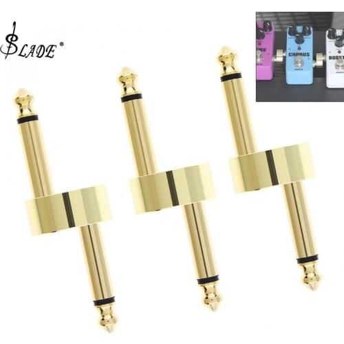 3pcs! 1/4inch 6.3mm Gold Guitar Effects Pedal Connector Z Type Coupler Jack Interface Cable Adaptor Pedal Board Accessories