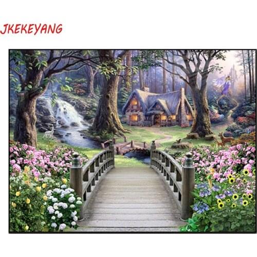 5D Diy diamond painting Pretty bridge and flowers Diamond Mosaic sale Rhinestone Embroidery cross stitch Y3798