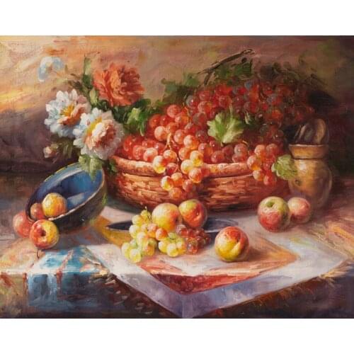 Free shipping classic grapes oil painting still life fruit flower baskets canvas printing on canvas wall art decoration picture