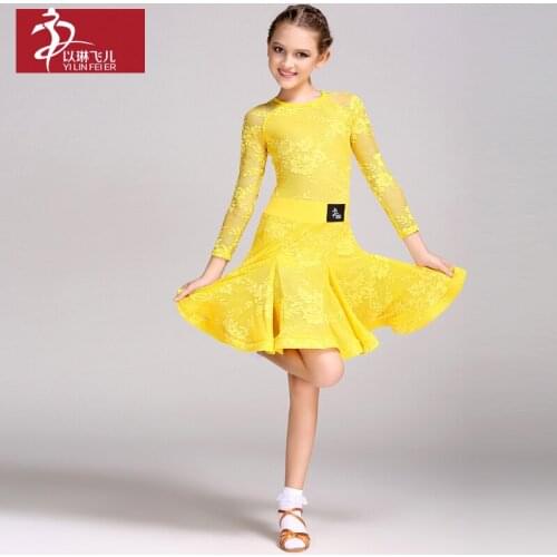 2018 Girls Latin Dress Ballroom Dance Dresses for Kids Samba Dress Girls Salsa Costumes Dancing Skirt Garment for Stage B-6436