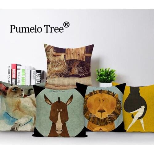 Wild animals lion throw pillow cushions for sofa Hot Sale cover cushion cute cat print decorative pillows Dropshipping cushion